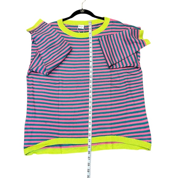 NWT Wiholl Striped Pink and Green Long Sleeve Sweater Oversized Medium - Picture 5 of 7